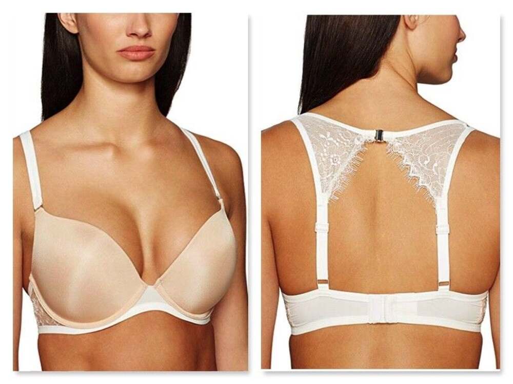 Unveiled By Felina Bra 34 B Omnia Seamless Push Up Racerback Lace Underwire Nude